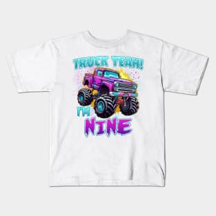 Truck yeah Birthday Tee Nine year old Girl Tee Monster Truck Birthday Country Birthday Kids Kids T-Shirt